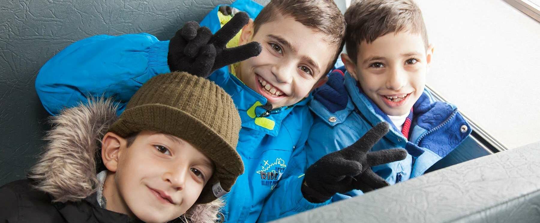Syrian kids on a bus